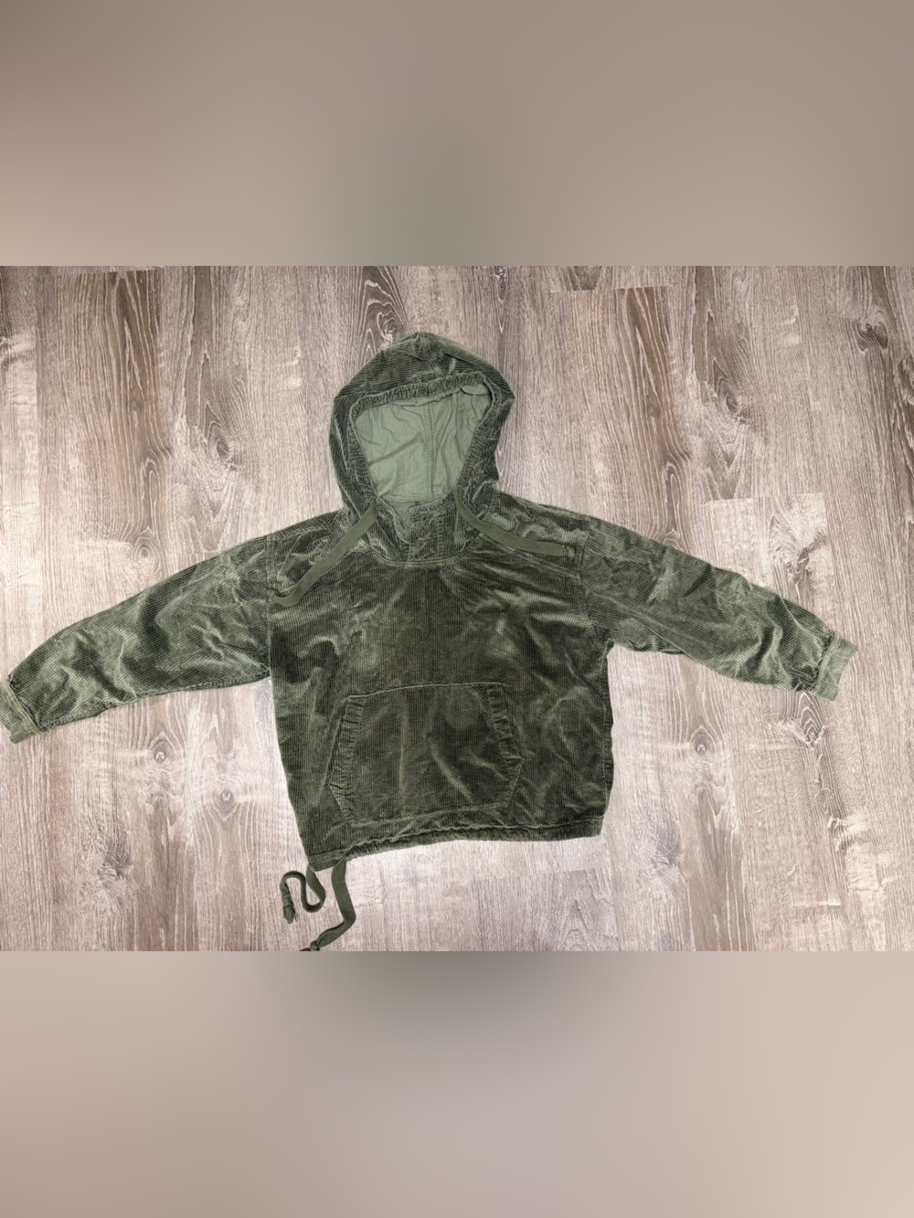 American Eagle Outfitters Womens Olive Hooded Corduroy Pullover